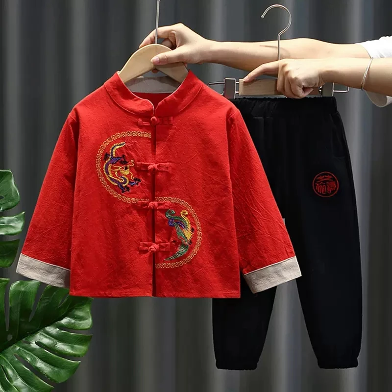 Hanfu Boys Chinese Style Ancient Clothing Children's Spring and Autumn Models Dragon and Phoenix Printing Tang Suit
Hanfu Boys Chinese Style Ancient Clothing Children's Spring and Autumn Models Dragon and Phoenix Printing Tang Suit