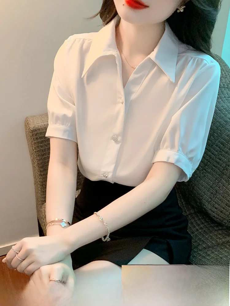 Summer Commute Women's Chiffon Shirt Professional Short Sleeve White Dressing Sense New Arrival Korean Style Straight Cut
Summer Commute Women's Chiffon Shirt Professional Short Sleeve White Dressing Sense New Arrival Korean Style Straight Cut