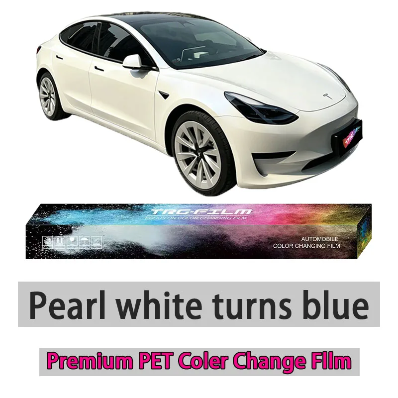 TRG film high-quality vehicle color change film: pearl white to blue (glossy PET vinyl film - original car paint series)
TRG film high-quality vehicle color change film: pearl white to blue (glossy PET vinyl film - original car paint series)