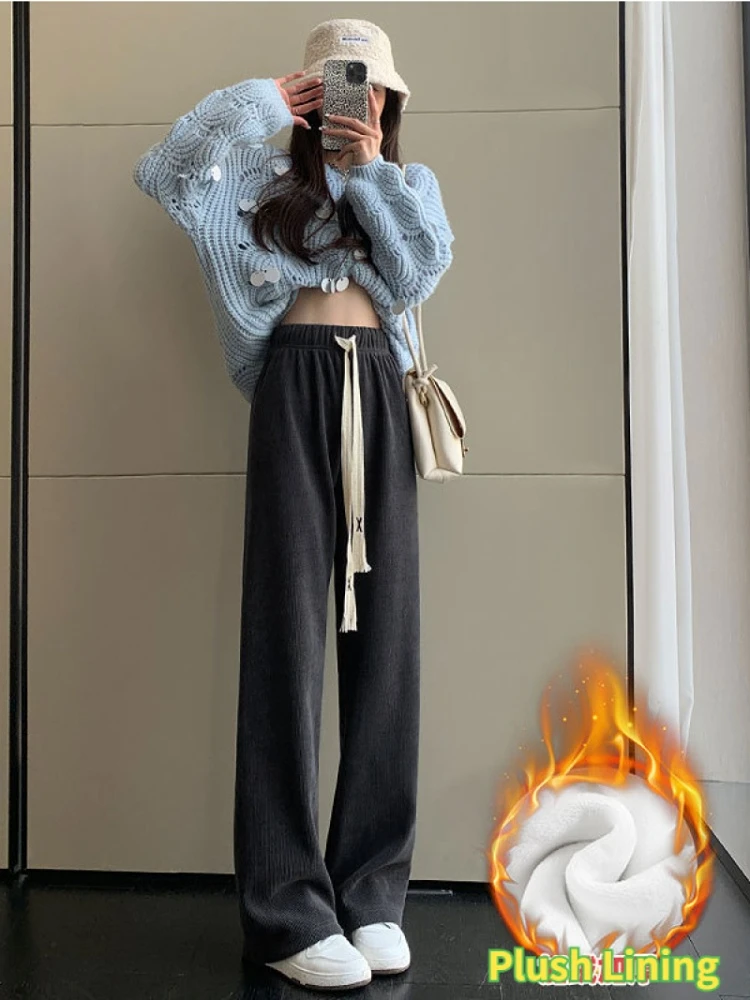 S-3XL Women Casual Long Pants Autumn High Waist Wide Leg Pants Thick Fleece Lining Keep Warm Winter Lose Pants Leisure Clothes
S-3XL Women Casual Long Pants Autumn High Waist Wide Leg Pants Thick Fleece Lining Keep Warm Winter Lose Pants Leisure Clothes