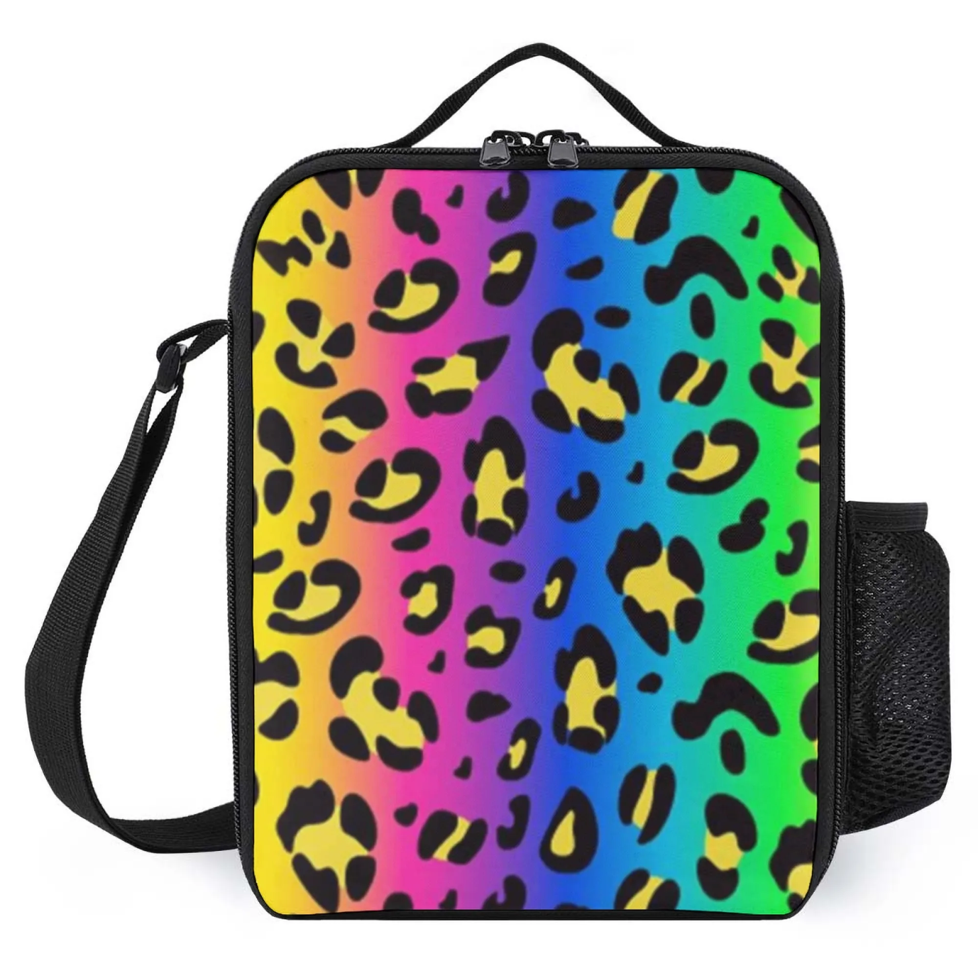 Insulated Lunch Bag, Oxford Cloth, Vibrant Rainbow Leopard Print Pattern, Perfect for School/Picnic/Outdoor Use 
Insulated Lunch Bag, Oxford Cloth, Vibrant Rainbow Leopard Print Pattern, Perfect for School/Picnic/Outdoor Use