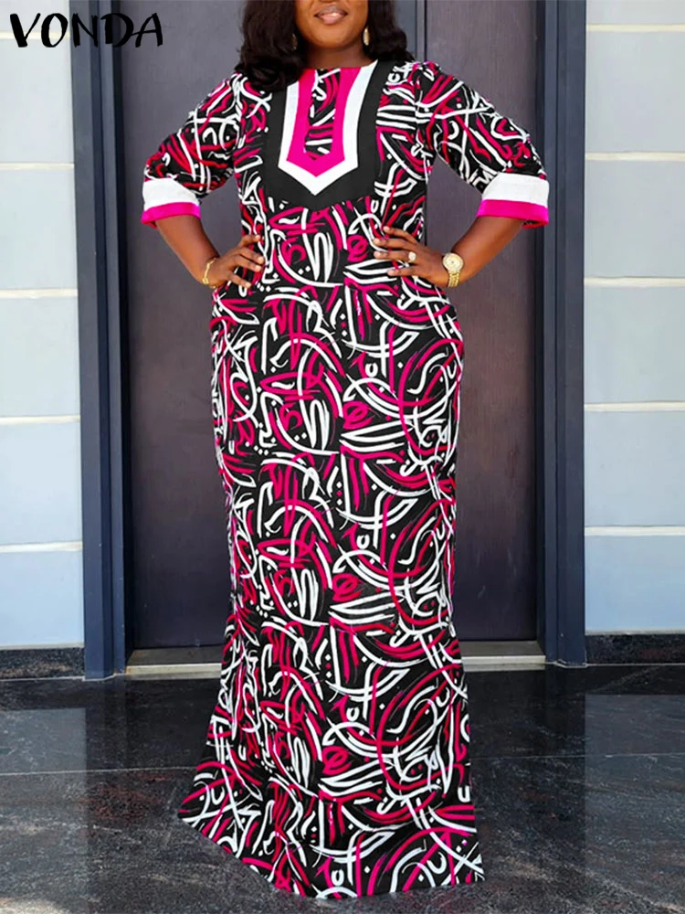 Plus Size 5XL VONDA Women Dress Vintage Printed Sundress 2025 Fashion 3/4 Sleeve Party Vestidos Patchwork Casual Loose Robe
Plus Size 5XL VONDA Women Dress Vintage Printed Sundress 2025 Fashion 3/4 Sleeve Party Vestidos Patchwork Casual Loose Robe