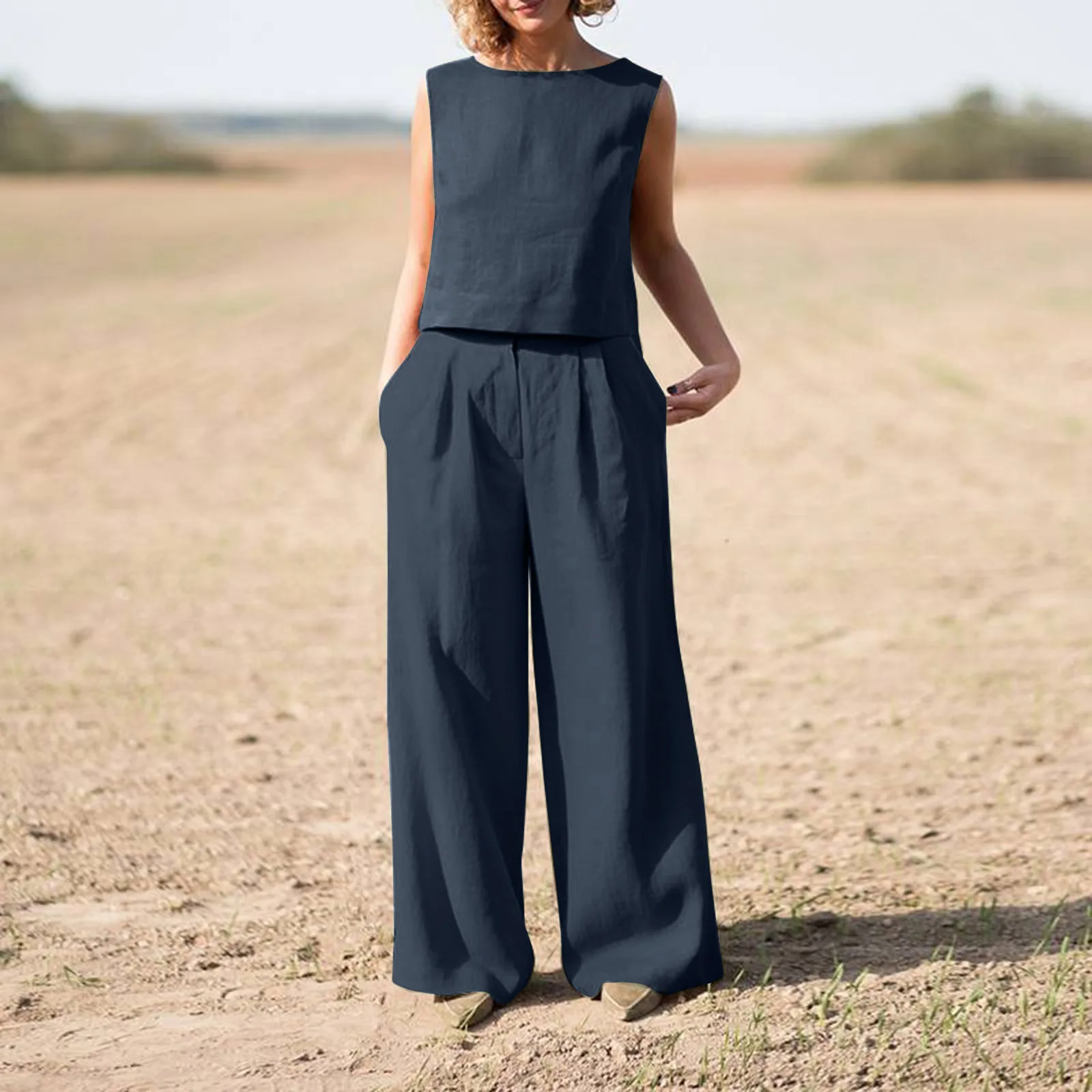 Summer Cotton Linen Set Suit For Women Loose O-Neck Top + Wide Leg Pants 2 Piece Sets Casual Vintage Suits Woman Harajuku Style
Summer Cotton Linen Set Suit For Women Loose O-Neck Top + Wide Leg Pants 2 Piece Sets Casual Vintage Suits Woman Harajuku Style