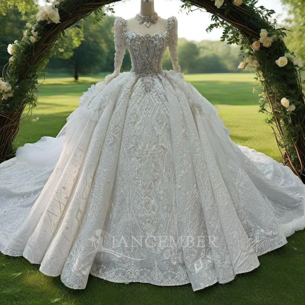 Jancember Gorgeous Women's Wedding Dresses Sparkling Long Sleeve Lace Princess Bridal Gowns Bride Dress 2024 vestidos de novia
Jancember Gorgeous Women's Wedding Dresses Sparkling Long Sleeve Lace Princess Bridal Gowns Bride Dress 2024 vestidos de novia