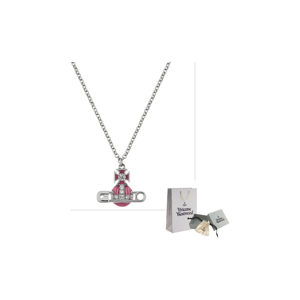 Vivienne Westwood Enamel Safety Pins Necklace Women's Silver/Vintage Pink 630203BU-02P639
Vivienne Westwood Enamel Safety Pins Necklace Women's Silver/Vintage Pink 630203BU-02P639