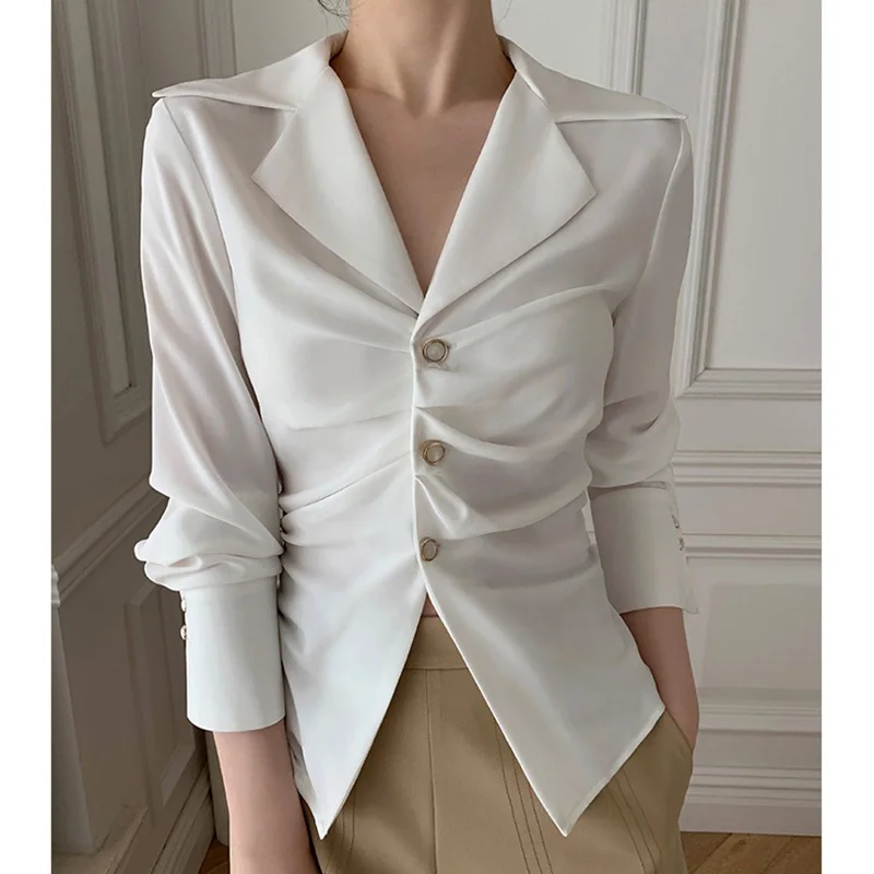 White Cuban Collar Short Waist Inward Spring 2023 Women's Shirt Vintage Style Long Sleeve Slim Fit Korean Commute Style
White Cuban Collar Short Waist Inward Spring 2023 Women's Shirt Vintage Style Long Sleeve Slim Fit Korean Commute Style