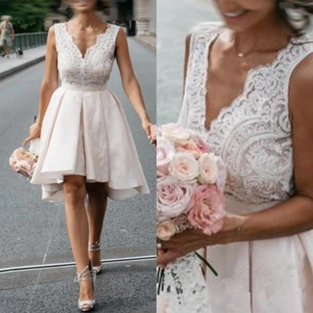 Customized Ivory Satin Women's Wedding Dresses Mini Modern Style V-neck Gowns for Bridal Party Simple A-Line Robe de mariée
Customized Ivory Satin Women's Wedding Dresses Mini Modern Style V-neck Gowns for Bridal Party Simple A-Line Robe de mariée