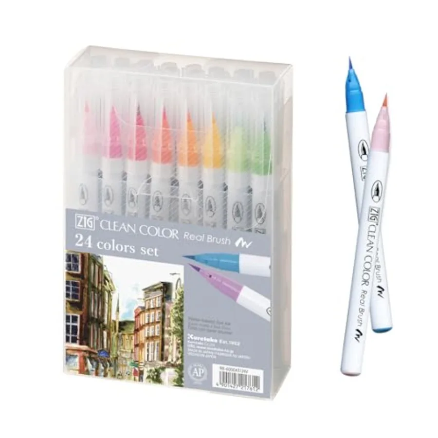 Zig Clean Color Real Brush colors set Brush tip marker pens for Professional and Artist coloring drawing calligraphy lettering
Zig Clean Color Real Brush colors set Brush tip marker pens for Professional and Artist coloring drawing calligraphy lettering