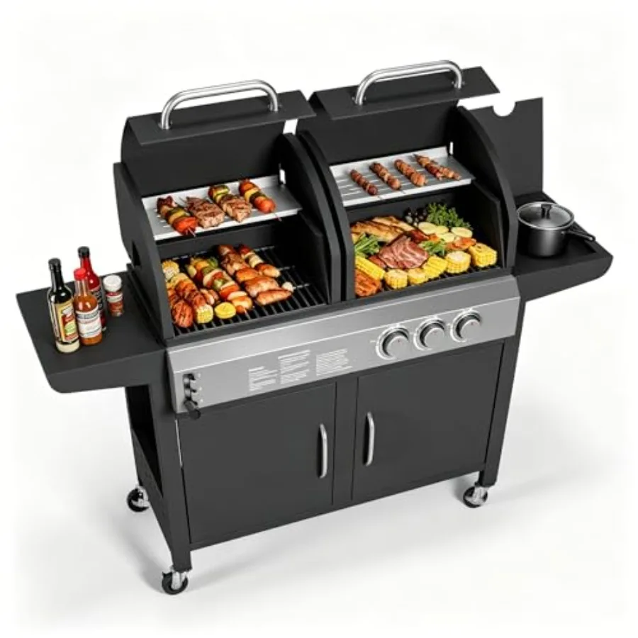 Backyard, outdoor, patio, camping charcoal and propane gas grill combo with porcelain-enameled cast iron grate, black, 24, 000
Backyard, outdoor, patio, camping charcoal and propane gas grill combo with porcelain-enameled cast iron grate, black, 24, 000