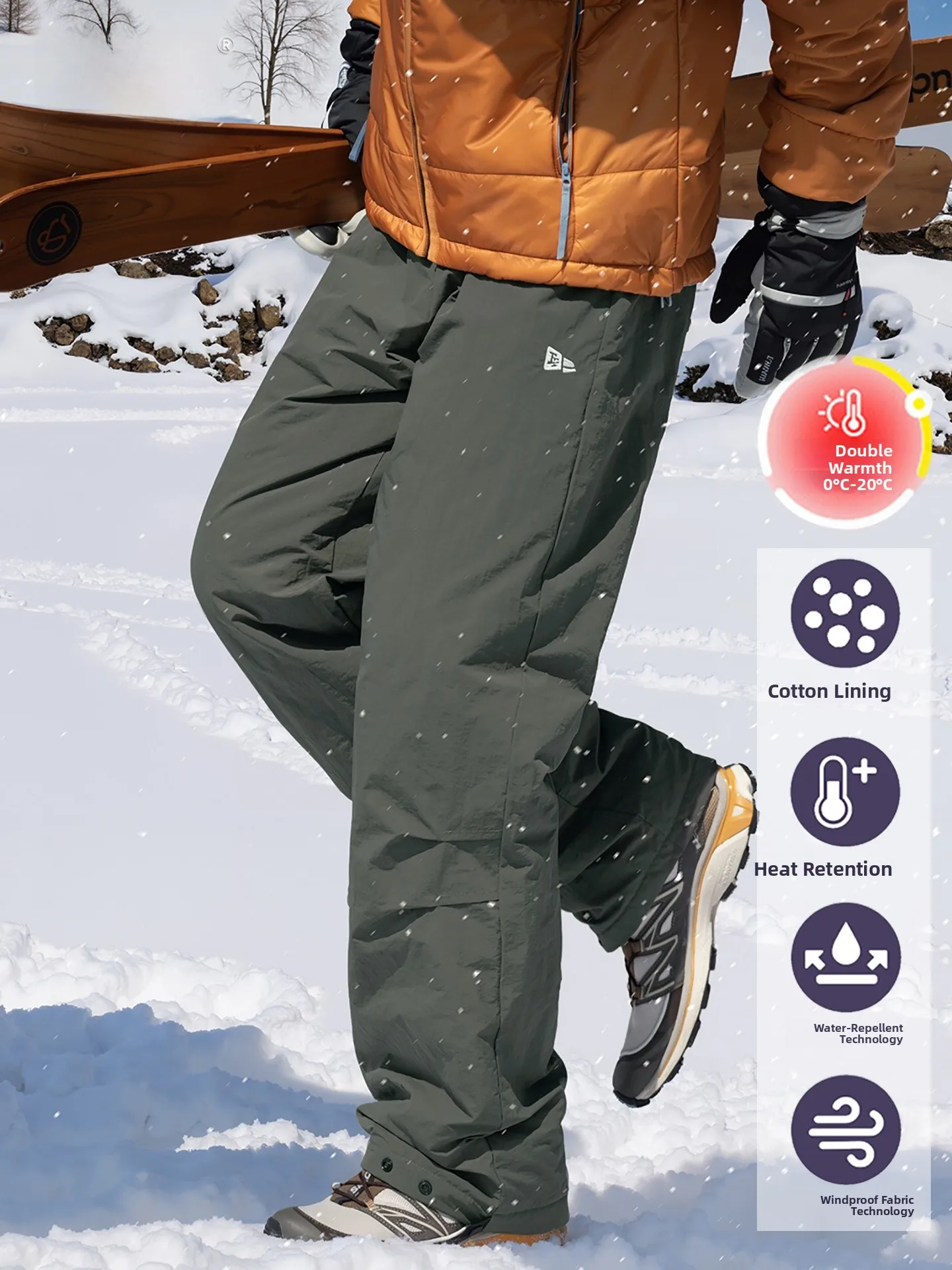 Утепленные хлопковые брюки для мужчин: зимние, для спорта и лыжного спорта, модные повседневные прямые брюки со средней посадкой и эластичным поясом
Утепленные хлопковые брюки для мужчин: зимние, для спорта и лыжного спорта, модные повседневные прямые брюки со средней посадкой и эластичным поясом