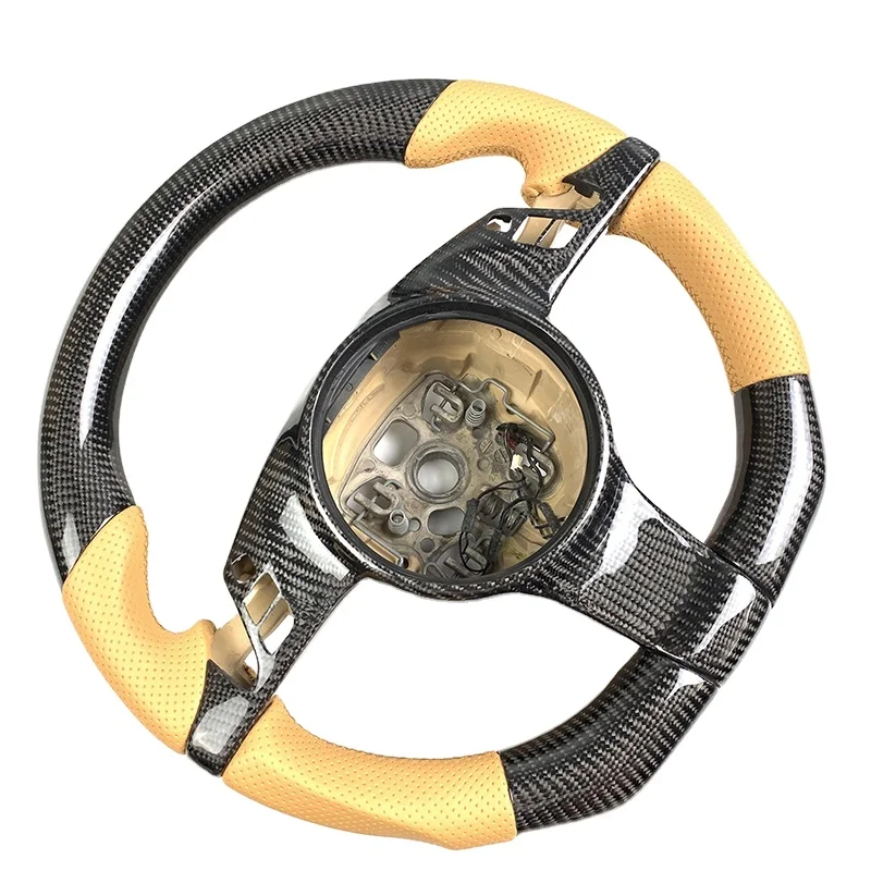 Auto Carbon Fiber Steering Wheel Cover Yellow Perforated Leather for porsche Cayenne 9pa 9YA Macan Panamera 970 Without airbags
Auto Carbon Fiber Steering Wheel Cover Yellow Perforated Leather for porsche Cayenne 9pa 9YA Macan Panamera 970 Without airbags