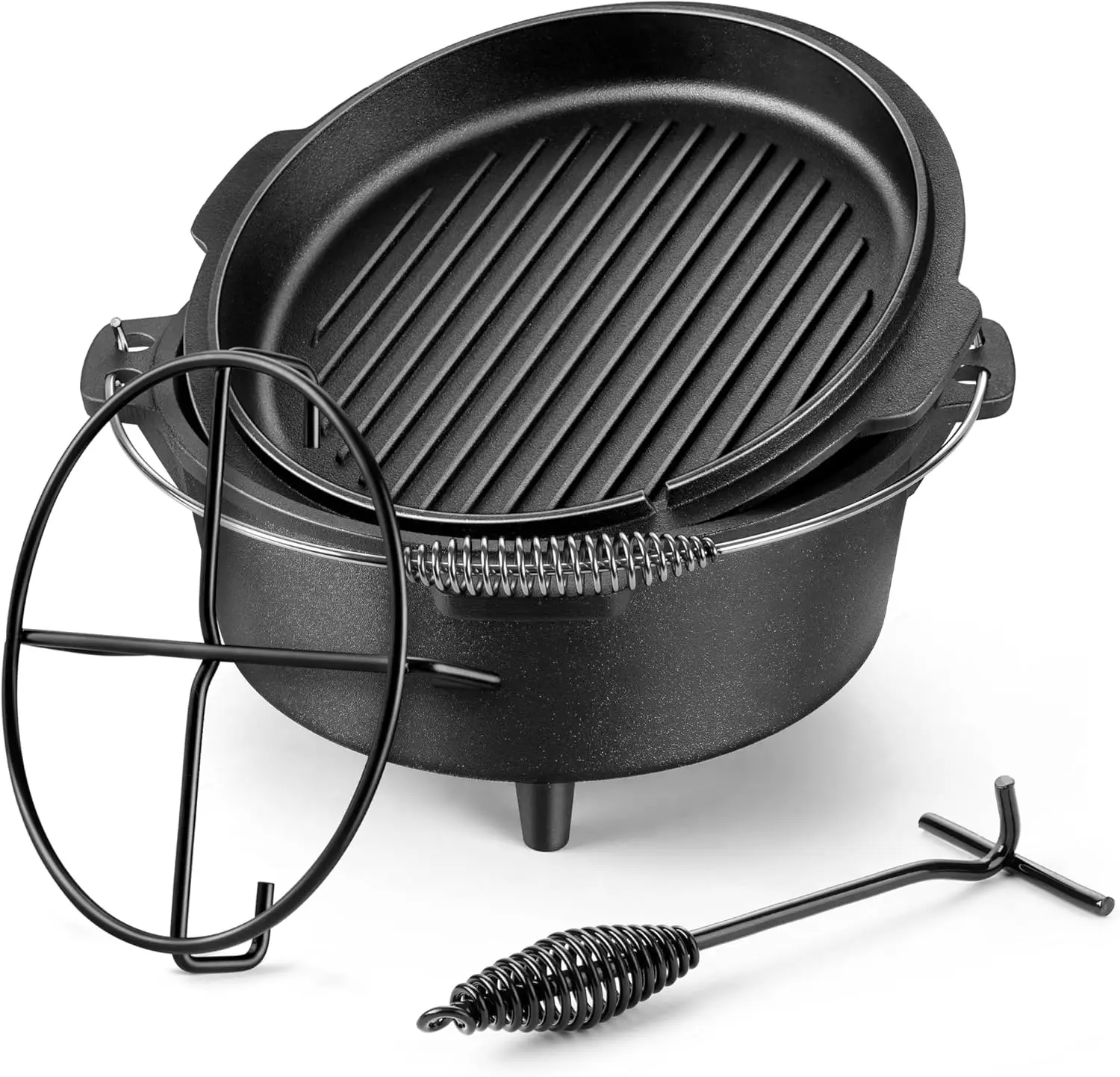 Cast Iron Dutch Oven 7 QT, Pre-Seasoned 2-in-1 Deep Pot & Lid Skillet Pan for Camping Baking, Heavy Duty with Bracket and Lid
Cast Iron Dutch Oven 7 QT, Pre-Seasoned 2-in-1 Deep Pot & Lid Skillet Pan for Camping Baking, Heavy Duty with Bracket and Lid