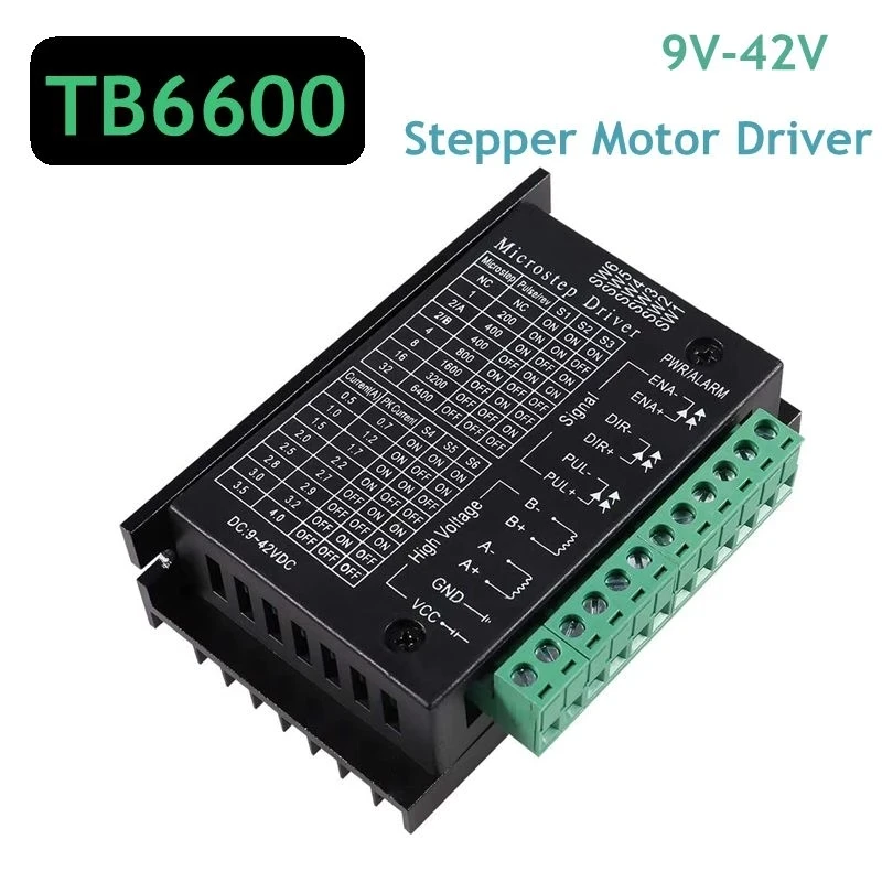 TB6600 4A 9V-42V Stepper Motor Driver CNC Controller Nema 17/23 Stepper Motor Single Axes Two Phase Hybrid Stepper Motor
TB6600 4A 9V-42V Stepper Motor Driver CNC Controller Nema 17/23 Stepper Motor Single Axes Two Phase Hybrid Stepper Motor