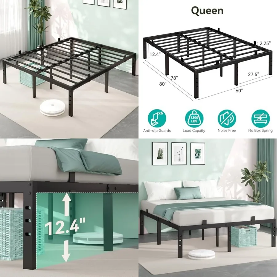 Bed Frame, 14 Inch Metal Platform Bed Frame Size with Under Storage Space, Mattress Anti-Slip Design, Heavy Duty Sturdy Foundat
Bed Frame, 14 Inch Metal Platform Bed Frame Size with Under Storage Space, Mattress Anti-Slip Design, Heavy Duty Sturdy Foundat