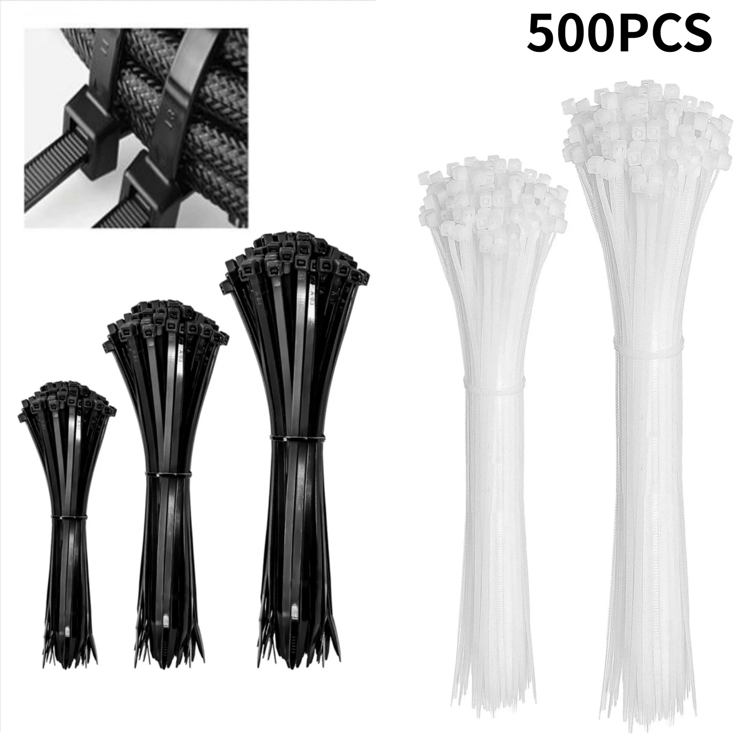 500pcs Plastic Nylon Cable Ties Self-locking Cord Ties Straps Adjustable Cables Fastening Loop Bike Wire Zip Ties
500pcs Plastic Nylon Cable Ties Self-locking Cord Ties Straps Adjustable Cables Fastening Loop Bike Wire Zip Ties