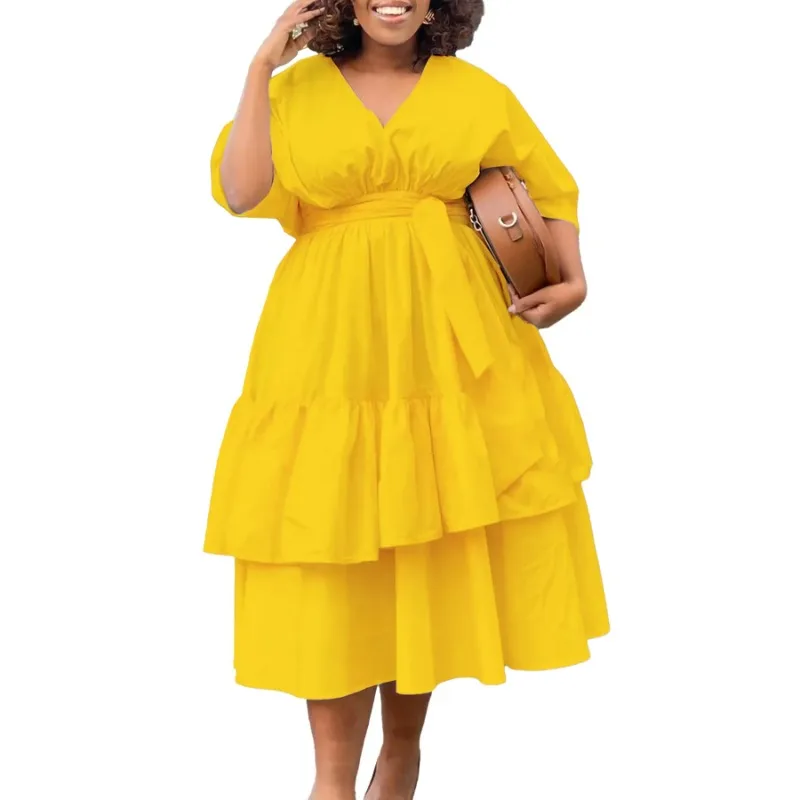 2024 African Dresses for Women Elegant Spring Half Sleeve V-neck High Waist Party Evening Midi Dress Dashiki Africa Clothing
2024 African Dresses for Women Elegant Spring Half Sleeve V-neck High Waist Party Evening Midi Dress Dashiki Africa Clothing