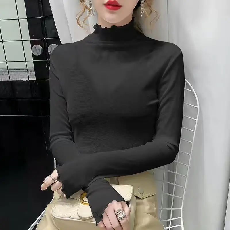 2026 Spring New Women's Fashion Casual Basic Solid Color High Collar Top Lace Bottom Shirt Sexy Perspective Mesh Long Sleeve Top
2026 Spring New Women's Fashion Casual Basic Solid Color High Collar Top Lace Bottom Shirt Sexy Perspective Mesh Long Sleeve Top