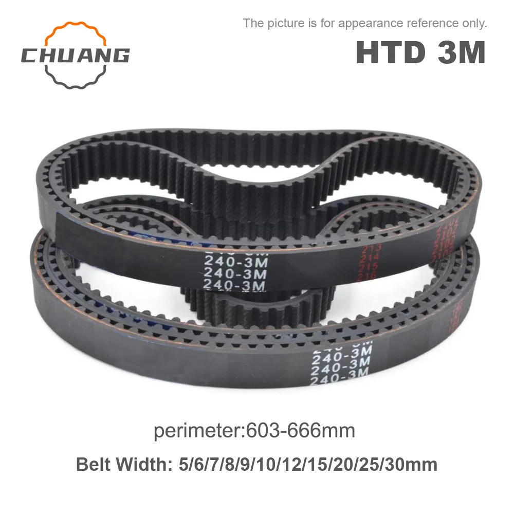 HTD 3M Timing Belt Rubber Closed Loop Length 603-666mm Width 5/6/7/8/9/10/12/15/20/25/30mm HTD 3M Belt 
HTD 3M Timing Belt Rubber Closed Loop Length 603-666mm Width 5/6/7/8/9/10/12/15/20/25/30mm HTD 3M Belt