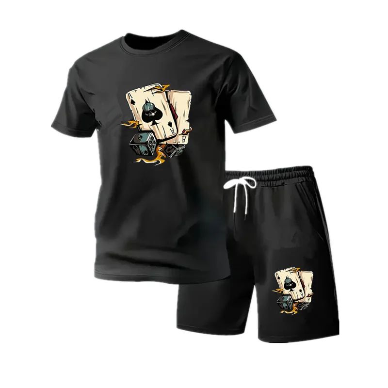 Men's Casual Trendy Poker Element Graphic Print Comfortable Crew Neck Short Sleeve T-shirt & Shorts Sets, Summer Oversized Loose
Men's Casual Trendy Poker Element Graphic Print Comfortable Crew Neck Short Sleeve T-shirt & Shorts Sets, Summer Oversized Loose