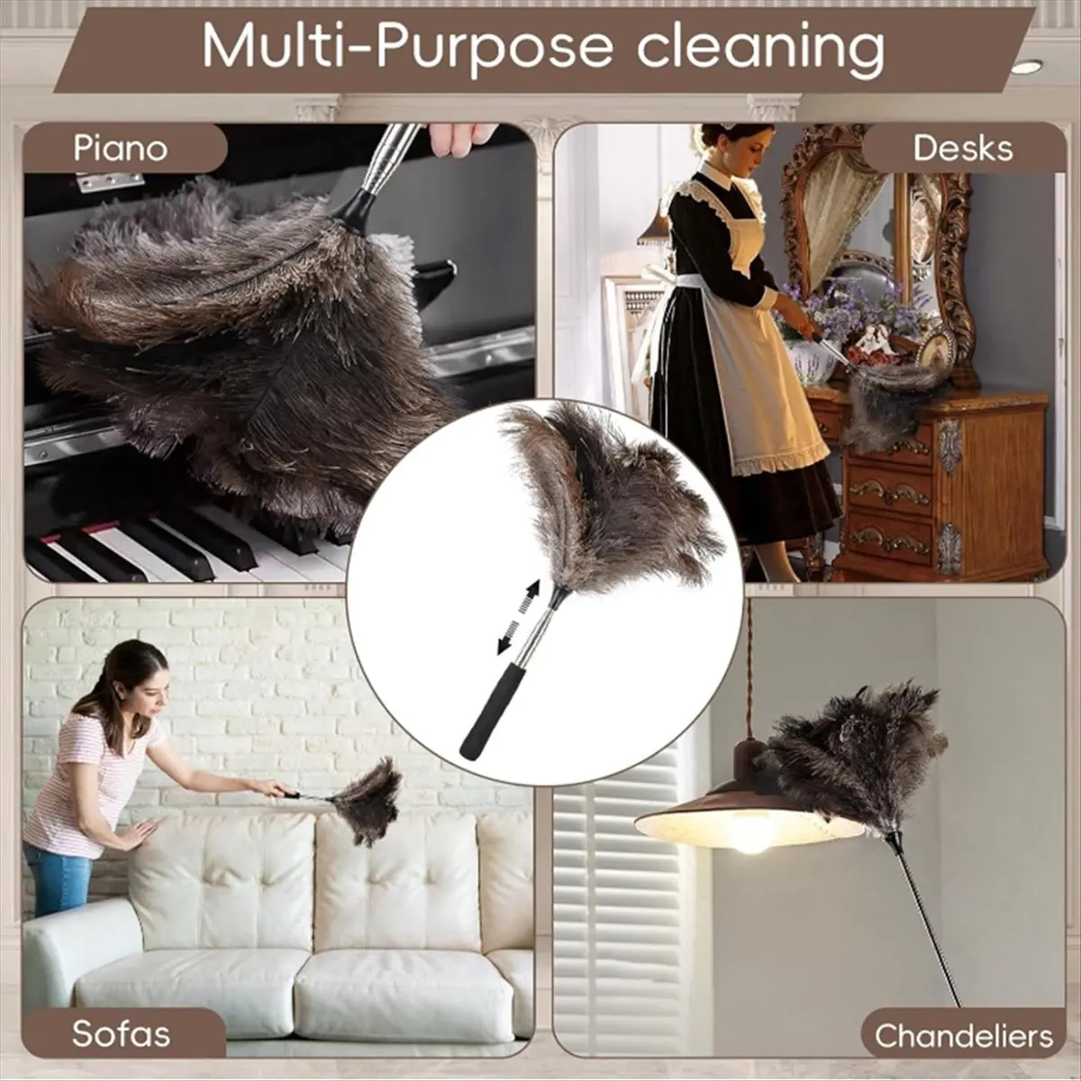 (ABUB) Extendable Ostrich Feathers Duster Up to 17-45inches Feathers Long Handle Reusable for Cleaning Ceiling Fan
(ABUB) Extendable Ostrich Feathers Duster Up to 17-45inches Feathers Long Handle Reusable for Cleaning Ceiling Fan