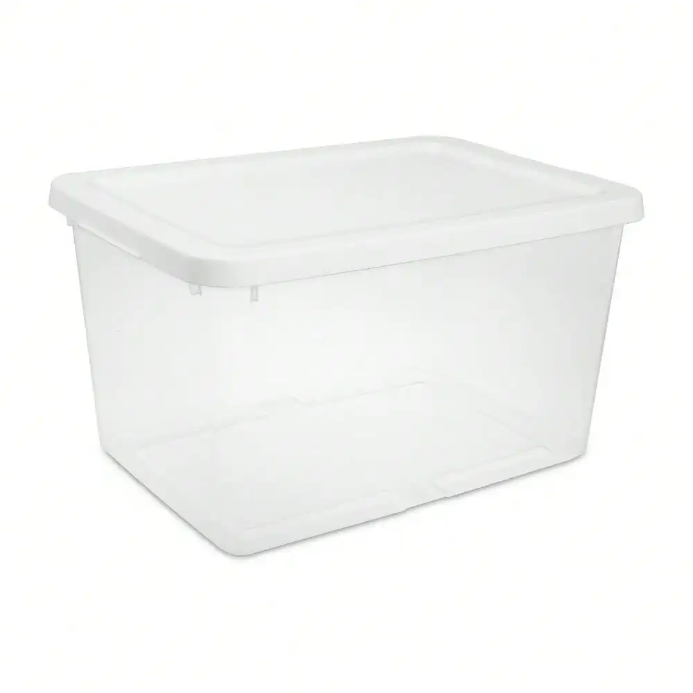 Small Storage Bin, 20 Quart Clear Plastic Storage Container with Snap-On Lid, White
Small Storage Bin, 20 Quart Clear Plastic Storage Container with Snap-On Lid, White
