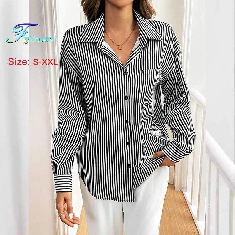 2025 Spring New Women Long Sleeve Shirt Striped Print Hollow Out Rear Bow Tie Design Sense Button Up Shirt Turn Down Collar Top
2025 Spring New Women Long Sleeve Shirt Striped Print Hollow Out Rear Bow Tie Design Sense Button Up Shirt Turn Down Collar Top