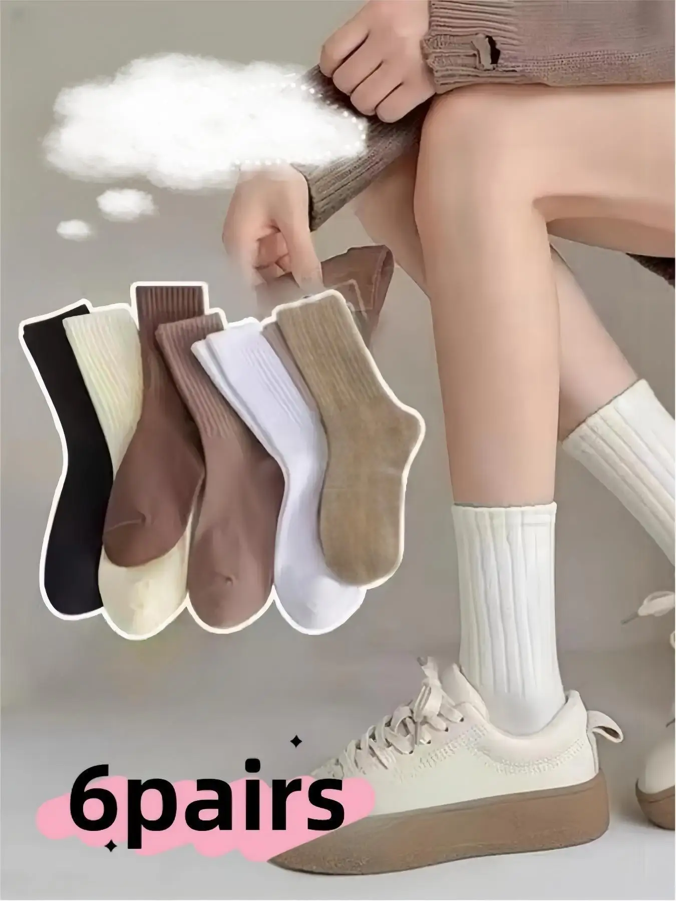 6 пар мягких однотонных женских носков, однотонных спортивных носков средней длины в вертикальную полоску, подходит для занятий спортом на открытом воздухе, банка
6 пар мягких однотонных женских носков, однотонных спортивных носков средней длины в вертикальную полоску, подходит для занятий спортом на открытом воздухе, банка