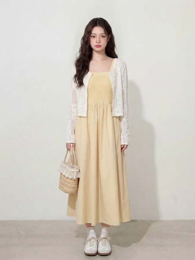 plus Size Unique Design Beautiful Set Women Summer Conceal Meat Slimming Strap Dress Cardigan Two Piece Set High Waist Straig...
plus Size Unique Design Beautiful Set Women Summer Conceal Meat Slimming Strap Dress Cardigan Two Piece Set High Waist Straig...