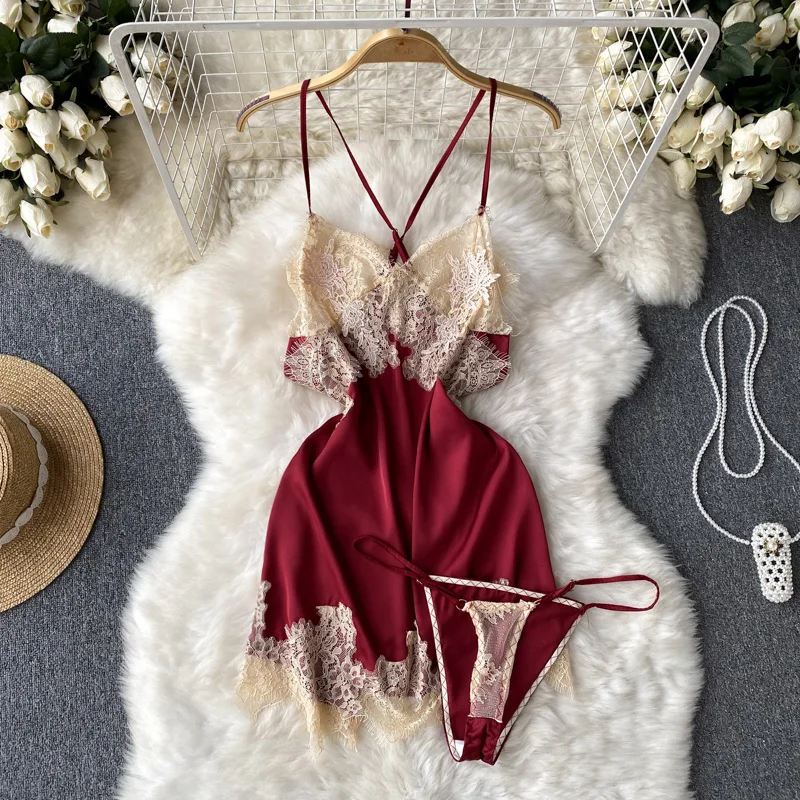 Pure Desire Sexy Home Clothes Sleepwear Women's V-neck Cross Strap Lace Trim Spicy Girl Dress Two-piece Set Korean Style A-li...
Pure Desire Sexy Home Clothes Sleepwear Women's V-neck Cross Strap Lace Trim Spicy Girl Dress Two-piece Set Korean Style A-li...