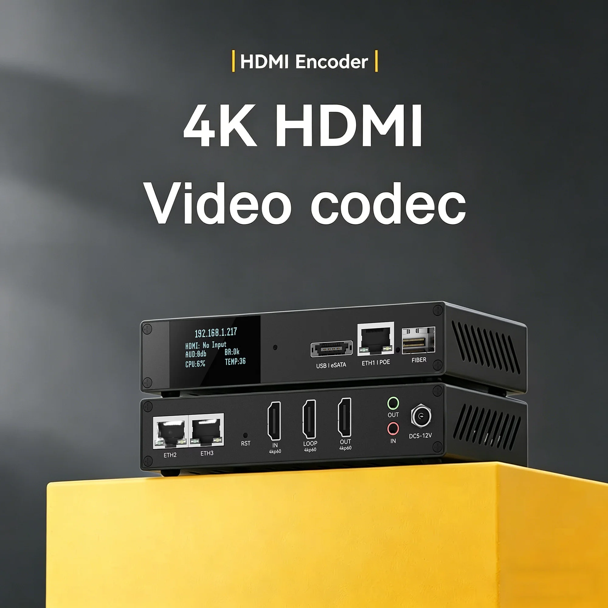 Мини-кодер-декодер HDMI 4K P60 RTSP/RTMP/HTTP/HLS H.265+ с поддержкой SmartP, водяными знаками, субтитрами SRT, NDI, SRT, высокая скорость сжатия 1x4k@60
Мини-кодер-декодер HDMI 4K P60 RTSP/RTMP/HTTP/HLS H.265+ с поддержкой SmartP, водяными знаками, субтитрами SRT, NDI, SRT, высокая скорость сжатия 1x4k@60