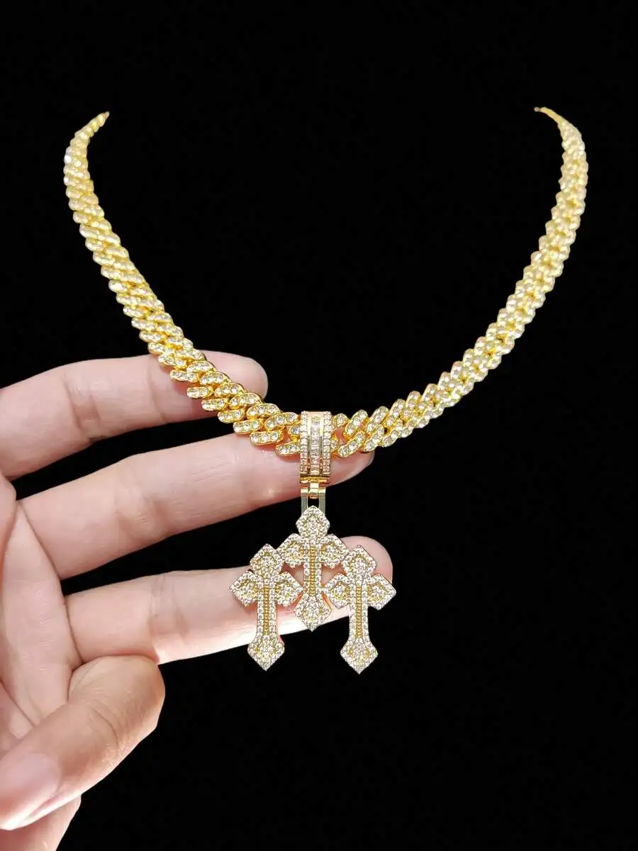 Cubic Zirconia Cross Pendant With 9mm Cuban Chain Necklace Unisex Hip Hop Punk Fashion Jewelry
Cubic Zirconia Cross Pendant With 9mm Cuban Chain Necklace Unisex Hip Hop Punk Fashion Jewelry