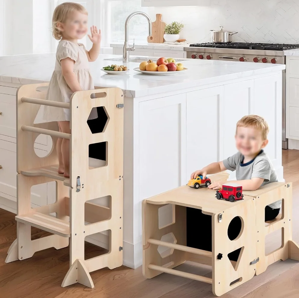 Foldable Wooden Toddler Tower with Safety Rail Adjustable Kitchen Helper Stool for Kids Learning and Activity
Foldable Wooden Toddler Tower with Safety Rail Adjustable Kitchen Helper Stool for Kids Learning and Activity