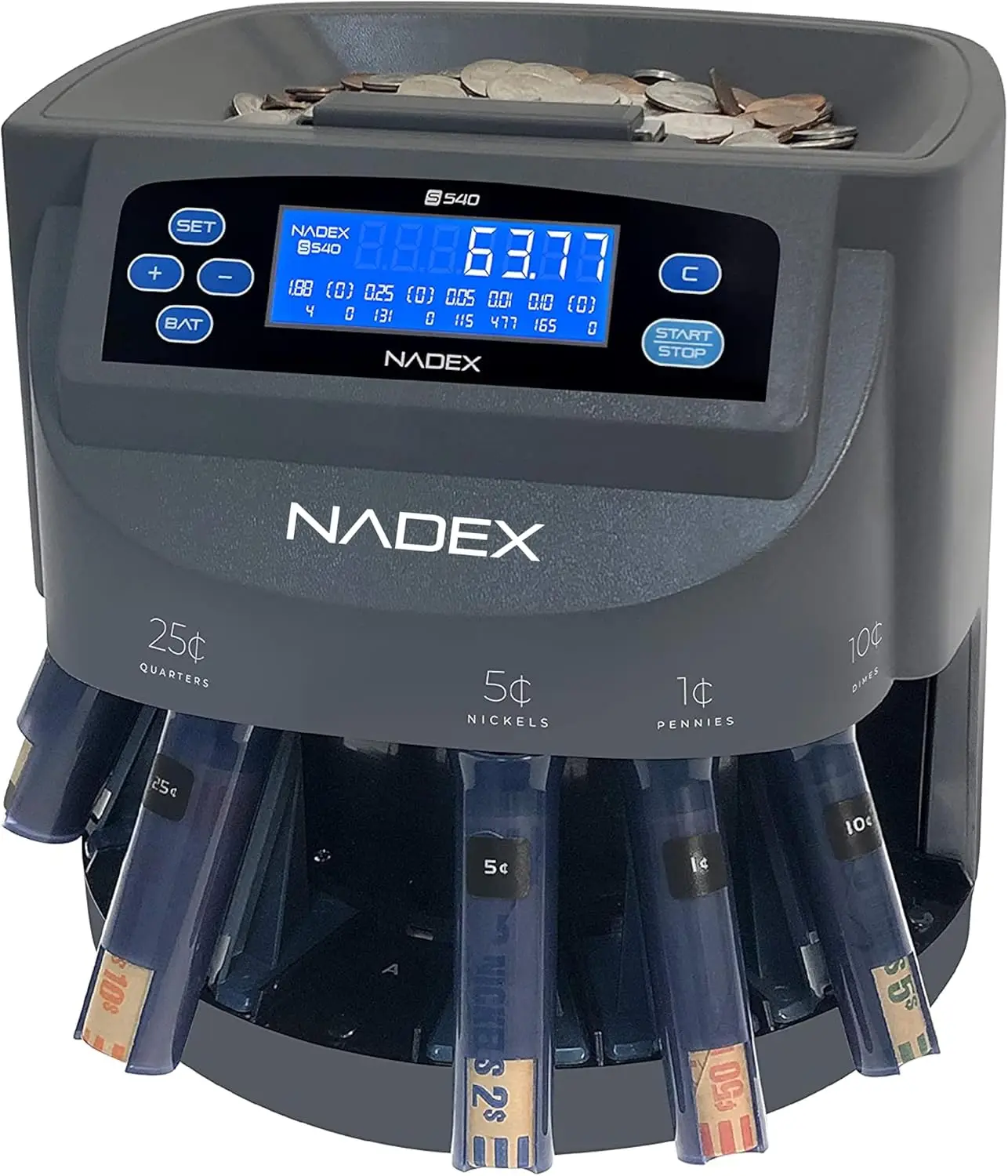 Coin Counter, Sorter, and Wrapper - Sorts 300 Coins/Min, 48 Wrappers Included
Coin Counter, Sorter, and Wrapper - Sorts 300 Coins/Min, 48 Wrappers Included