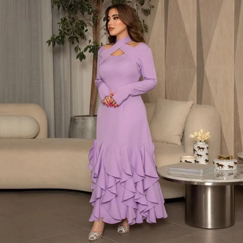 Aleeshuo Fashion A-Line Tiered Evening Dresses Long Sleeves Halter Sexy Backless Ankle-Length Party Dresses Formal Customized
Aleeshuo Fashion A-Line Tiered Evening Dresses Long Sleeves Halter Sexy Backless Ankle-Length Party Dresses Formal Customized