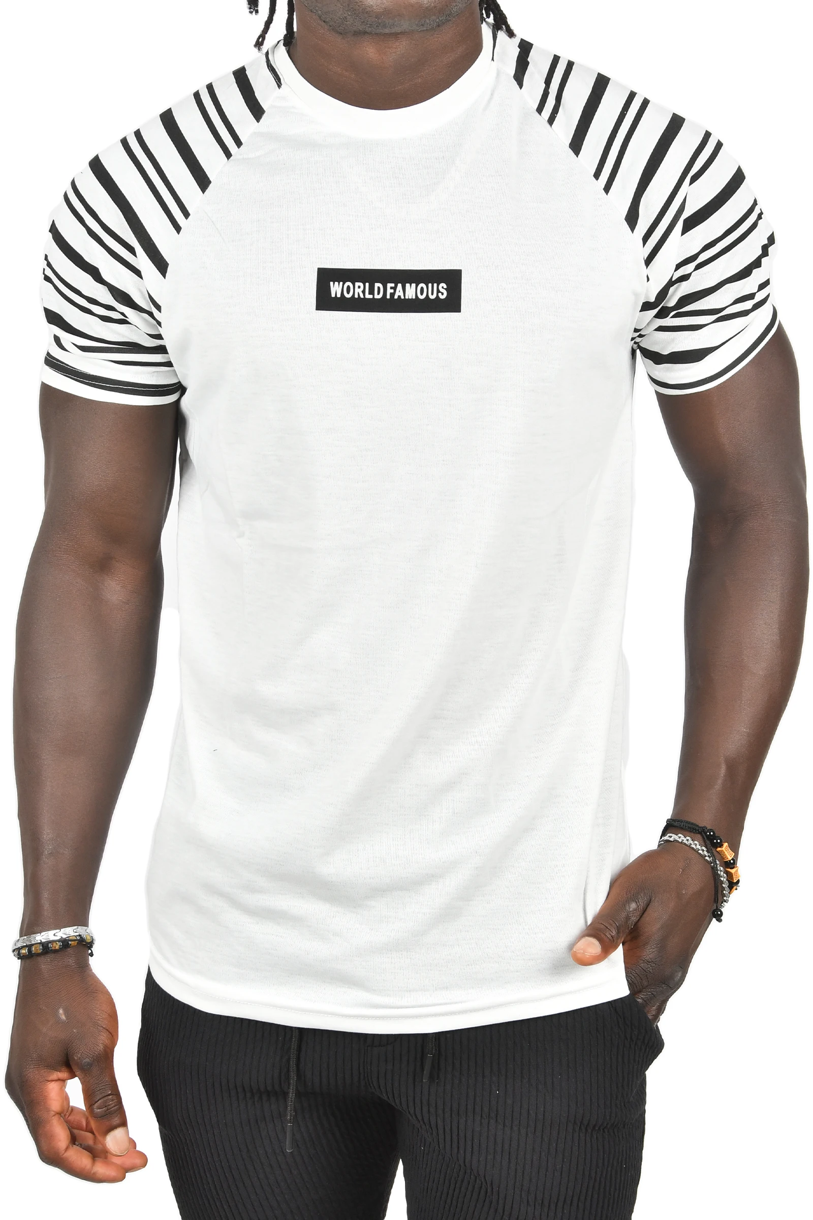 Узкая футболка в полоску спереди с глубокими ручками 2403248 
Узкая футболка в полоску спереди с глубокими ручками 2403248