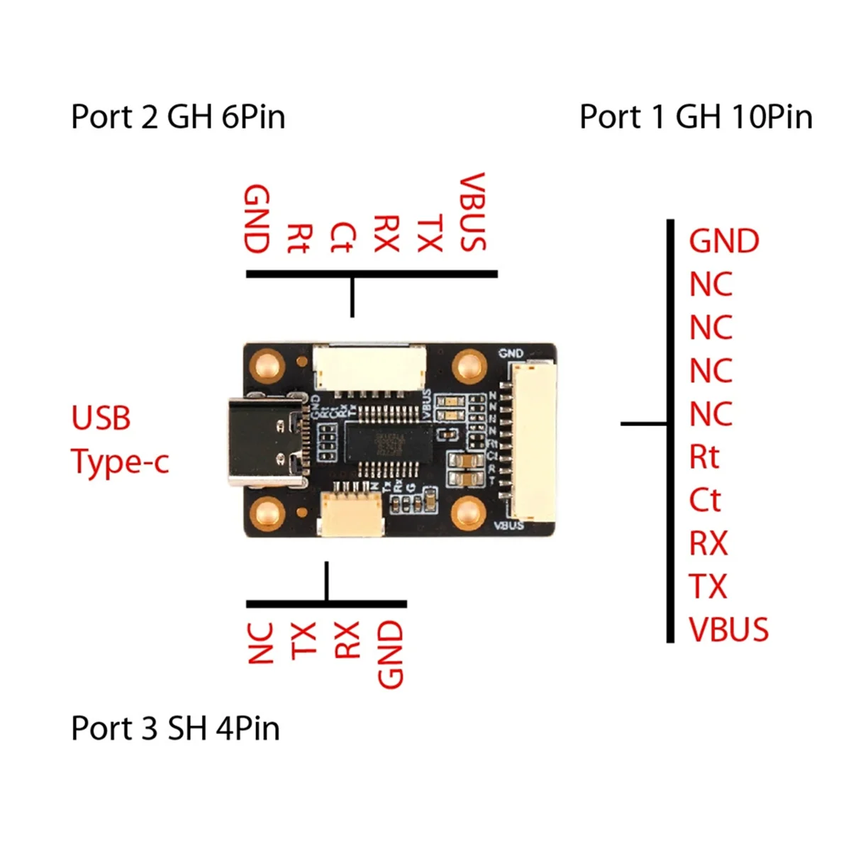 GPS UART to USB Converter Type-C USB & GH 10PIN Port Interface Board for RC FPV Drone
GPS UART to USB Converter Type-C USB & GH 10PIN Port Interface Board for RC FPV Drone