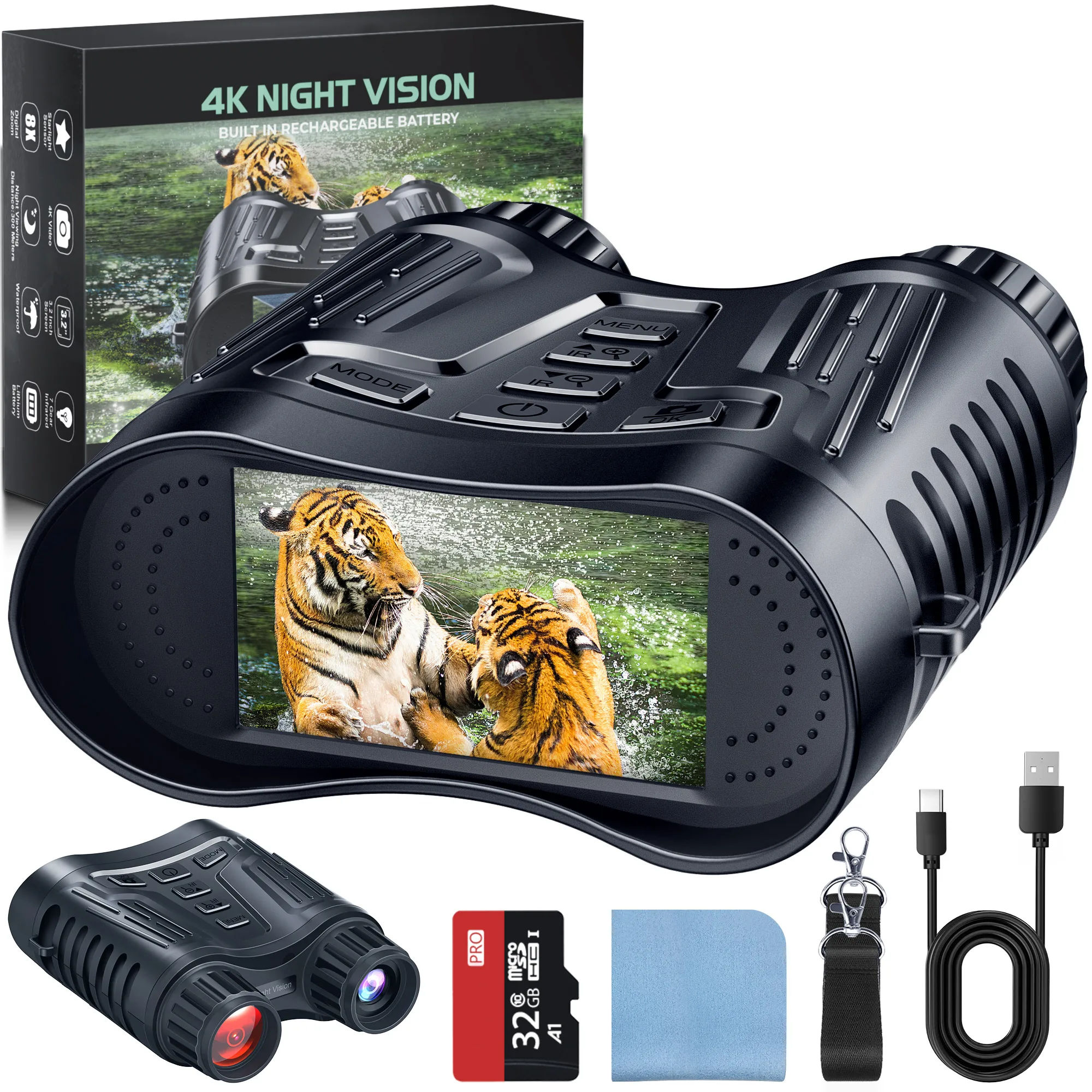 Night Vision Binoculars 4K Infrared 850NM IR llluminator 8X Digital Zoom Goggles 2600mAh Rechargeable for Camping Hunting
Night Vision Binoculars 4K Infrared 850NM IR llluminator 8X Digital Zoom Goggles 2600mAh Rechargeable for Camping Hunting
