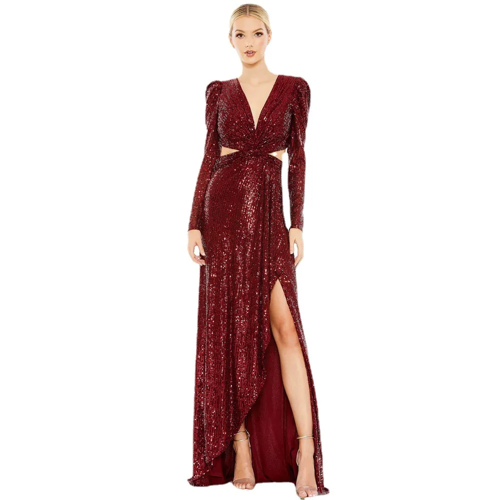 Sexy Long Sleeve Sequin Party Dress Women's Long Gown Split Wedding Ceremony Adult Ceremony Celebration Company Annual Dinner
Sexy Long Sleeve Sequin Party Dress Women's Long Gown Split Wedding Ceremony Adult Ceremony Celebration Company Annual Dinner