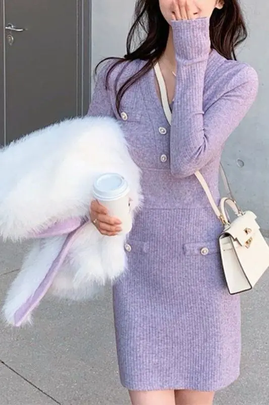 Women Retro Knitted Mini Solid Color V-Neck Long Sleeve Wrapped Hip Dress Autumn Winter Slim Sweater New Arrival 2025 CQ222
Women Retro Knitted Mini Solid Color V-Neck Long Sleeve Wrapped Hip Dress Autumn Winter Slim Sweater New Arrival 2025 CQ222