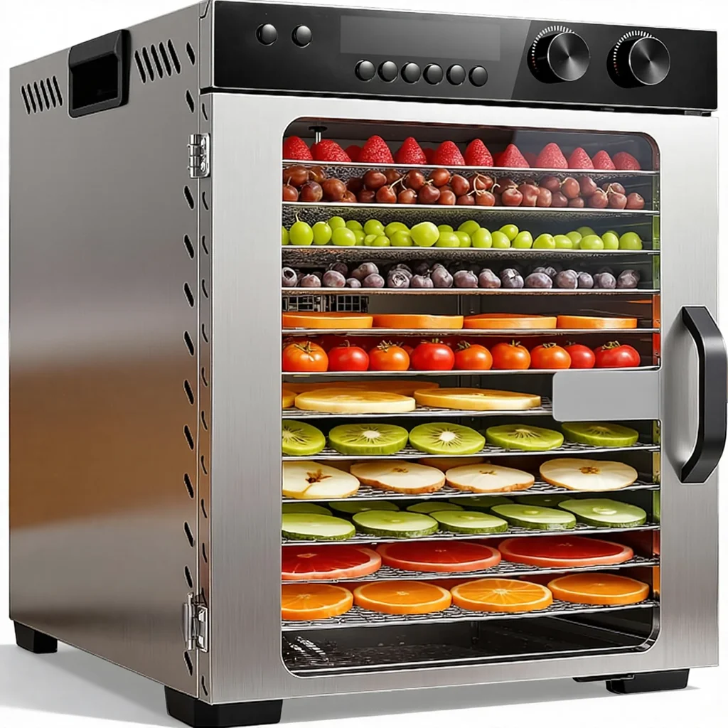 Factory Direct Food Dehydrator Machine Stainless Steel 12 Trays 5 Custom Memories 48H Timer 86F-194F Temp Dehydrated Foods
Factory Direct Food Dehydrator Machine Stainless Steel 12 Trays 5 Custom Memories 48H Timer 86F-194F Temp Dehydrated Foods