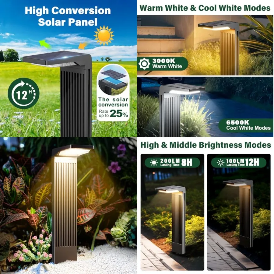 Solar Pathway Lights Outdoor, Bright 60LED Solar Path Lights Outside Waterproof, Warm and Cool Walkway Lights Solar Powered, La
Solar Pathway Lights Outdoor, Bright 60LED Solar Path Lights Outside Waterproof, Warm and Cool Walkway Lights Solar Powered, La