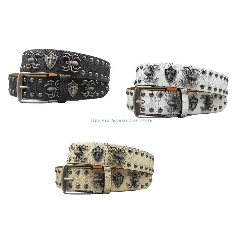 97QE Gothic Black Punk Rock Waist Belt With Spiders Charm Studs For Female Fashion
97QE Gothic Black Punk Rock Waist Belt With Spiders Charm Studs For Female Fashion
