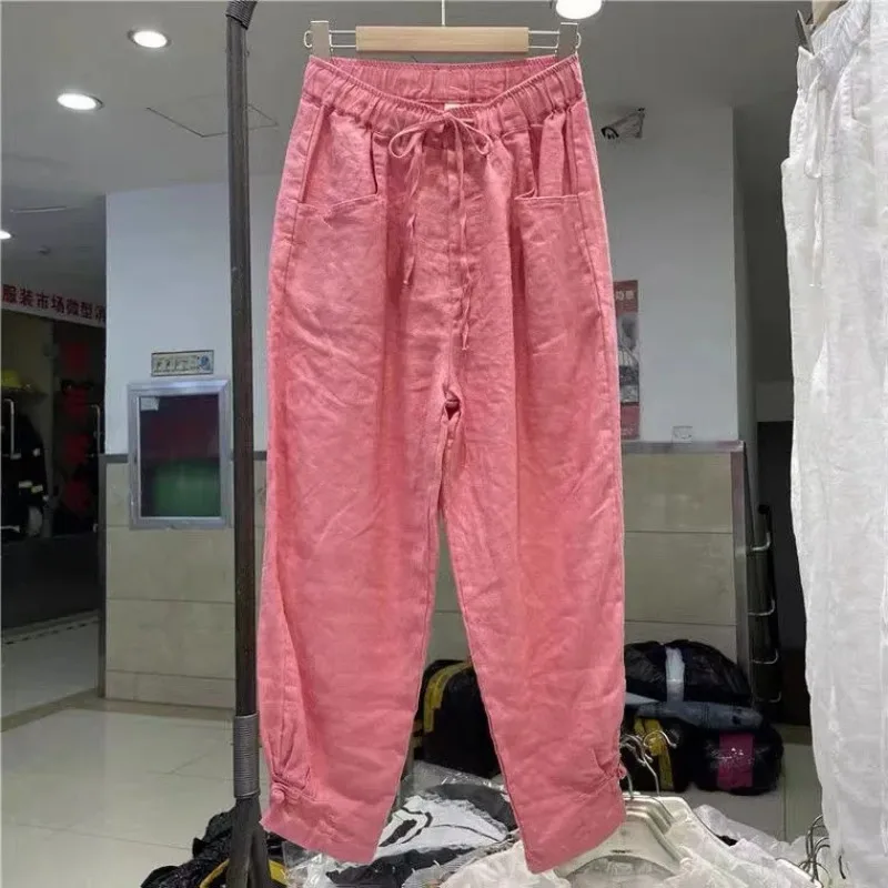 Women Chinese Style Linen Harem Pants Elastic Waist Lantern Pants Retro Casual Loose Trousers
Women Chinese Style Linen Harem Pants Elastic Waist Lantern Pants Retro Casual Loose Trousers