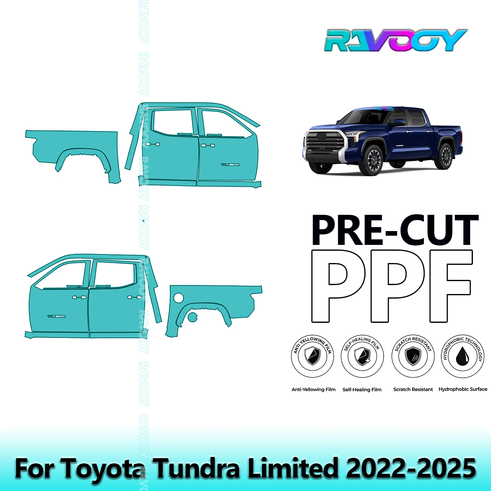 For Toyota Tundra Limited 2022-2025 8.5mil Clear Matte Pre-Cut PPF Door & A/B Pillar Kit TPU Paint Protection Film Set
For Toyota Tundra Limited 2022-2025 8.5mil Clear Matte Pre-Cut PPF Door & A/B Pillar Kit TPU Paint Protection Film Set