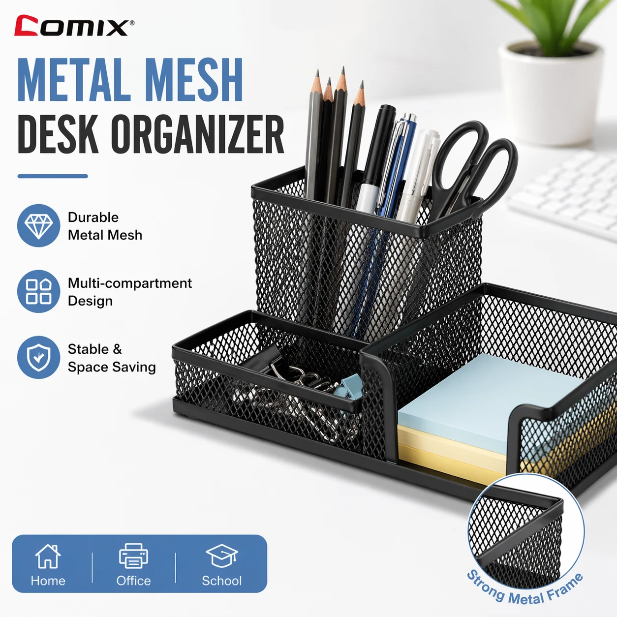Comix Black Multi-function Iron Art Pen Stand, Wear-resistant Stable Desktop Storage Bucket, Universal Stationery Organizer for
Comix Black Multi-function Iron Art Pen Stand, Wear-resistant Stable Desktop Storage Bucket, Universal Stationery Organizer for