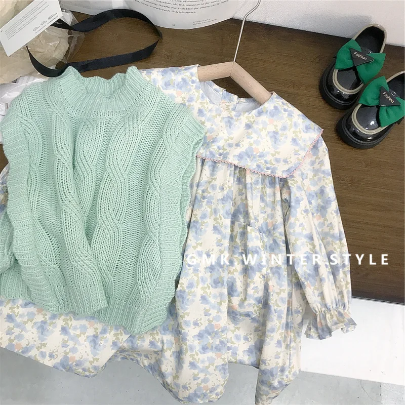 Korean Style New Girls' Autumn Outfit Set for Little Girls Fashionable Floral Long Sleeve Dress Knitted Vest
Korean Style New Girls' Autumn Outfit Set for Little Girls Fashionable Floral Long Sleeve Dress Knitted Vest