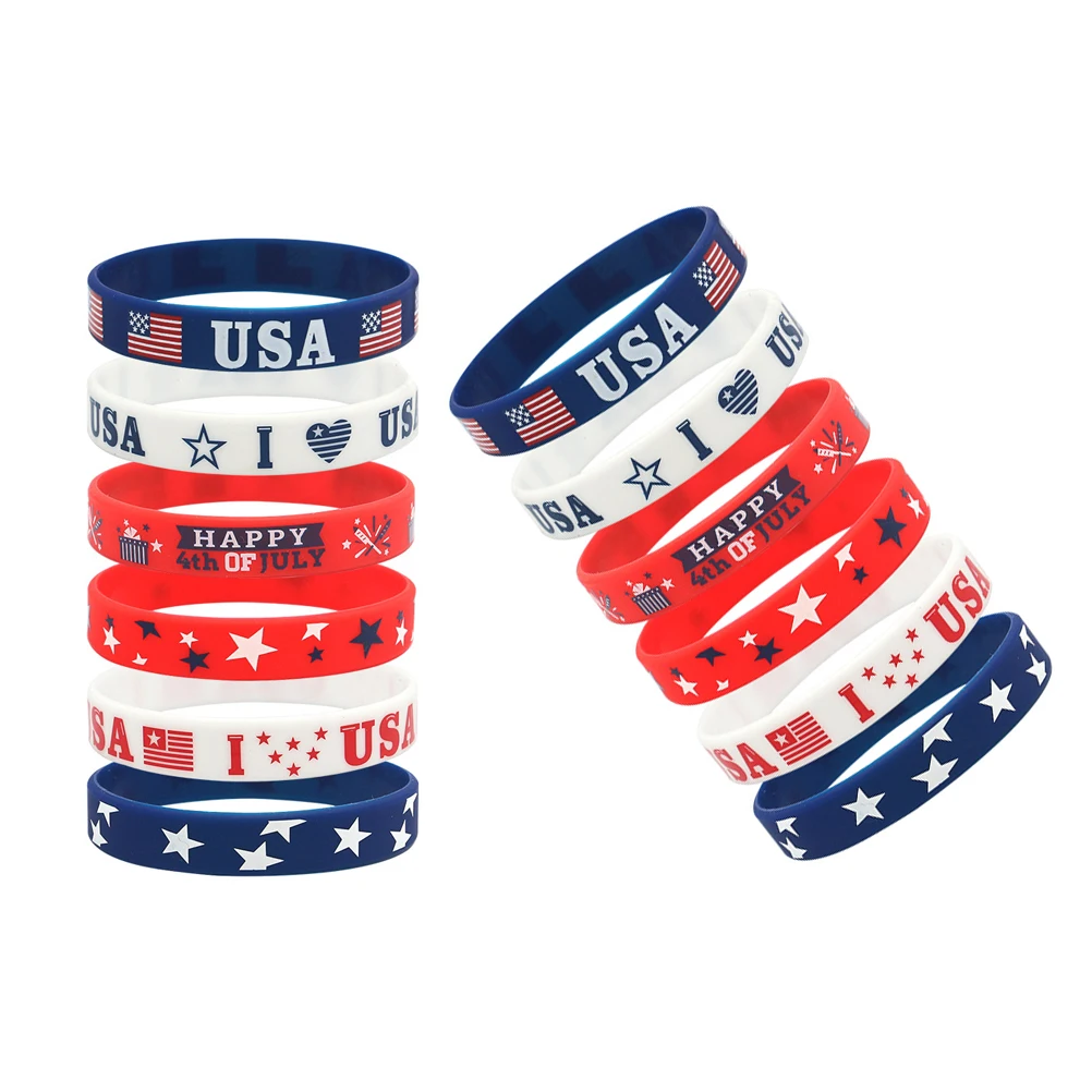 12 Pcs Patriotic Silicone Bracelets Independence Day Wristbands Decorative Party Supplies Rubber Bands Gifts
12 Pcs Patriotic Silicone Bracelets Independence Day Wristbands Decorative Party Supplies Rubber Bands Gifts