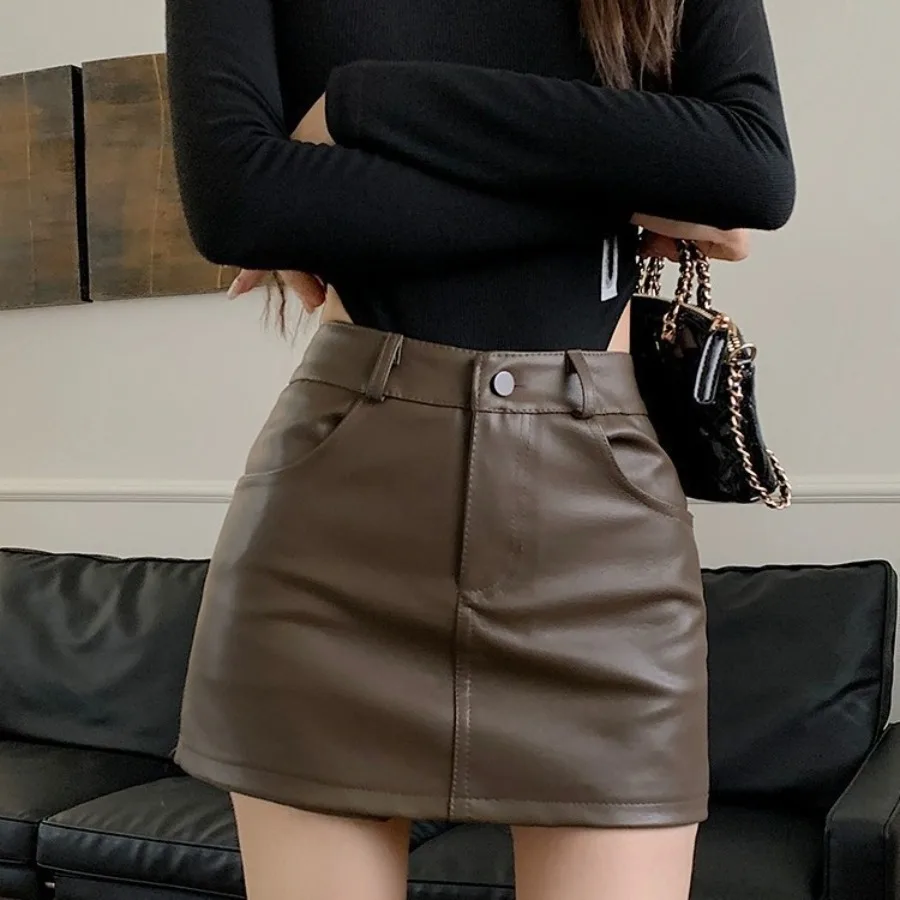 【HOT】Meilade pu leather skirt bust skirt women's autumn new high waist brown skirt sexy girl a-shaped bag hips
【HOT】Meilade pu leather skirt bust skirt women's autumn new high waist brown skirt sexy girl a-shaped bag hips
