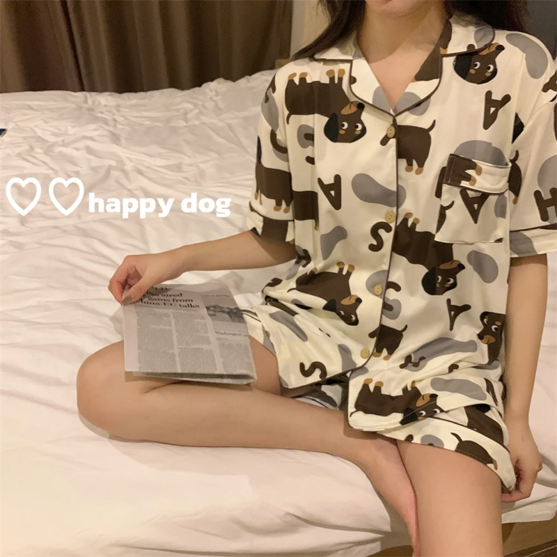 Summer 2025 Short Sleeve Women's Pajamas Set Cute Dachshund Teckel Print Cotton Two Pieces Tops Shorts Loose Sleepwear 43932
Summer 2025 Short Sleeve Women's Pajamas Set Cute Dachshund Teckel Print Cotton Two Pieces Tops Shorts Loose Sleepwear 43932