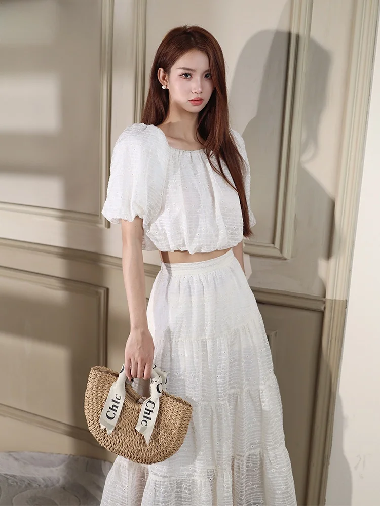 Французский винтажный комплект из двух предметов: ажурная юбка и топ для молодых женщин, летняя одежда
Французский винтажный комплект из двух предметов: ажурная юбка и топ для молодых женщин, летняя одежда